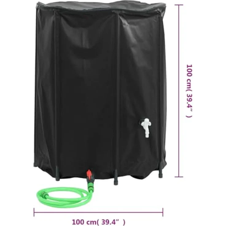 vidaXL Bewässerungssystem Wassertank, faltbar 750 L PVC mit Wasserhahn, schwarz – Bild 9