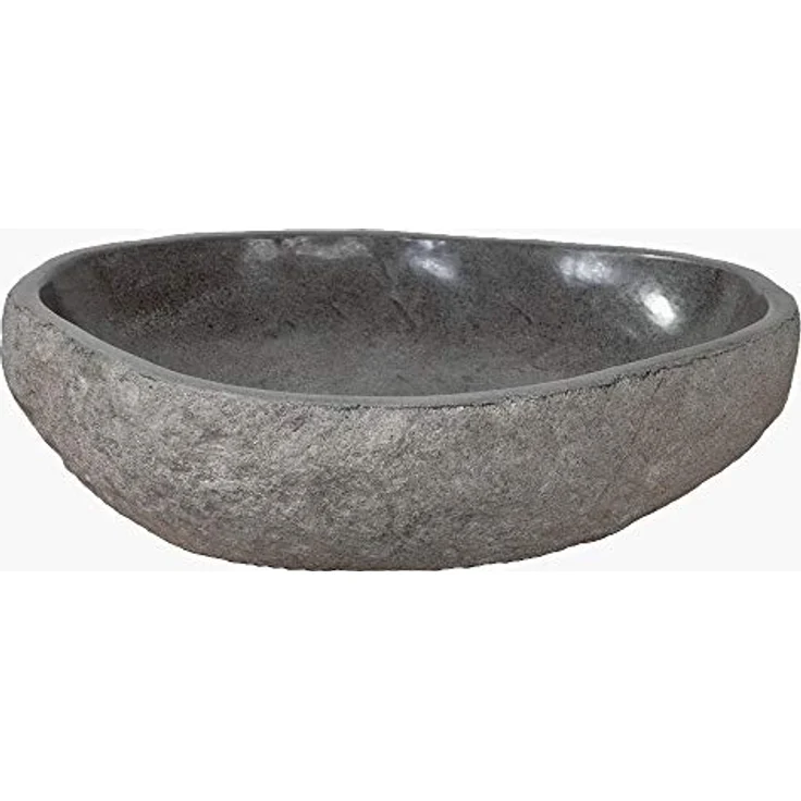 LebensWohnArt Aufsatzwaschbecken Waschbecken NATURSTEIN-XL ca. 45-55cm Flußstein Findling, Naturstein, poliert, für exklusives Badezimmer-Design – Bild 2