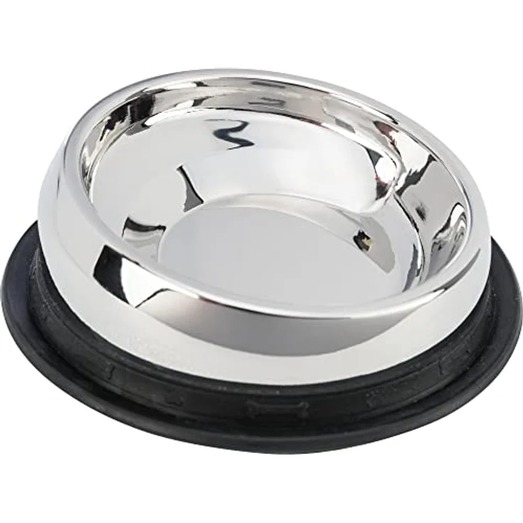 TRIXIE Napf, Kurznase, Edelstahl, 0,7 L/Ø 27 cm - 25201, Silber/schwarz – Bild 2
