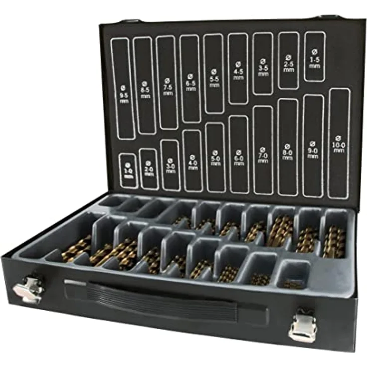 RUKO TERRAX Spiralbohrer-Magazin DIN 338 Typ N HSS-G, 170-teilig in Stahlblechkassette, ideal für Stahl, Aluminium und Kunststoffe, Ø 1,0 - 10,0 mm