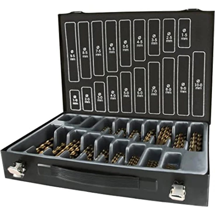 RUKO TERRAX Spiralbohrer-Magazin DIN 338 Typ N HSS-G, 170-teilig in Stahlblechkassette, ideal für Stahl, Aluminium und Kunststoffe, Ø 1,0 - 10,0 mm