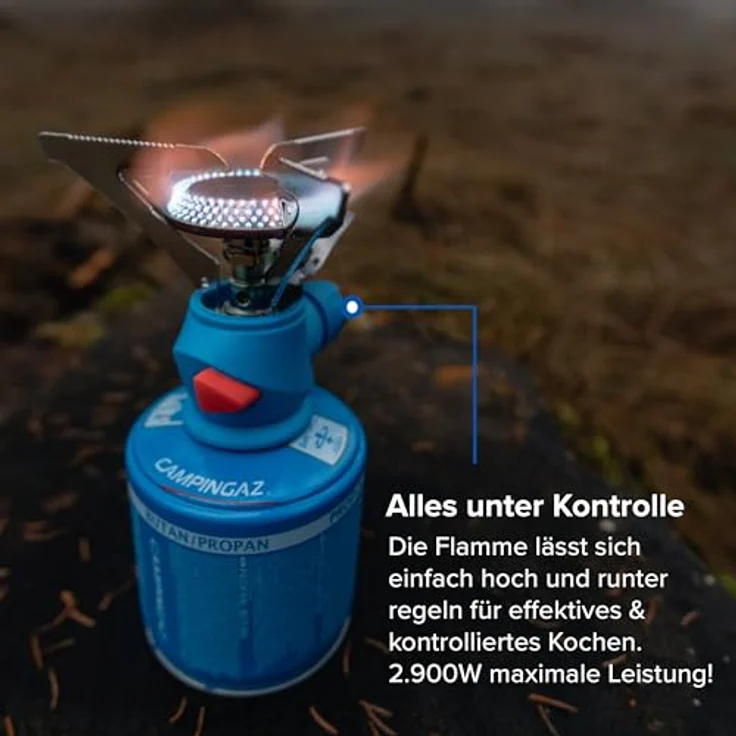 Campingaz Trekkingkocher Camp Bistro 2, kompakter Gaskocher mit Piezozündung und Windschutz, 2.900 W, inkl. Transportbox – Bild 4