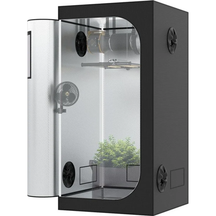 THE HOOKAH Gewächshaus Deluxe Growbox Growzelt D600 - 600D Mylar, Sichtfenster, robuste Konstruktion – Bild 1