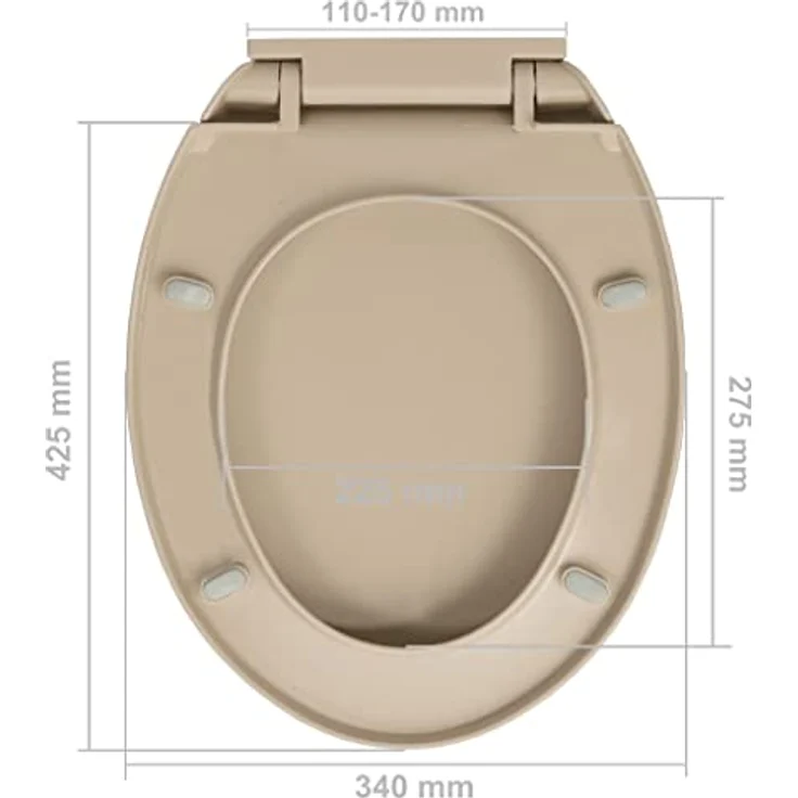 vidaXL Toilettensitz Oval mit Absenkautomatik und Schnellverschluss, Beige, Polypropylen, 42,5 x 35 cm – Bild 4