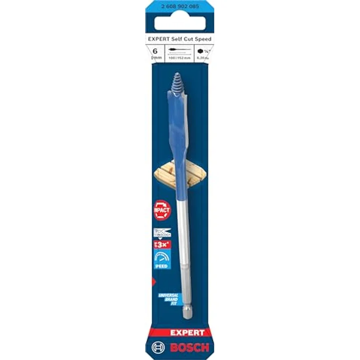 Bosch Expert Self Cut Speed Spade Bit, 6mm x 152mm, HEX Shank, schnelles Bohren für Weichholz – Bild 2
