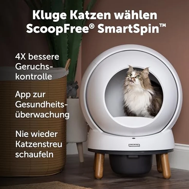 PetSafe ScoopFree SmartSpin Selbstreinigende Katzentoilette – Moderne Geruchskontrolle – App-gesteuert mit Gesundheitsüberwachung – Für Jede Streu geeignet – Bis zu 2 Wochen automatische Reinigung – Bild 3