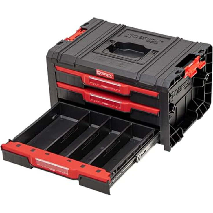 Qbrick System Pro Drawer 3, modularer Werkzeugkoffer mit 3 ausziehbaren Schubladen, 9 verstellbare Fächer, 450 x 310 x 244 mm – Bild 3