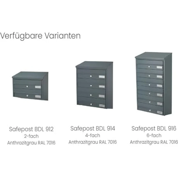 SafePost Briefkastenanlage BDL914 Anthrazit, für 4-Familienhäuser, langlebig und witterungsbeständig – Bild 2