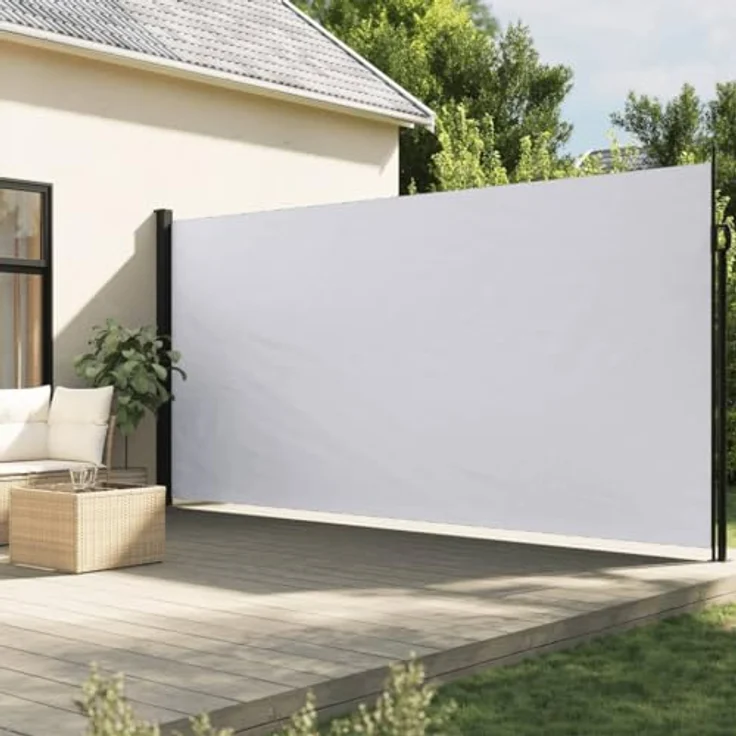 vidaXL Seitenmarkise, Sichtschutz Ausziehbar, Windschutz Sonnenschutz für Garten Balkon Terrasse, Seitenrollo Seitenwandmarkise, Weiß 200x600cm – Bild 2