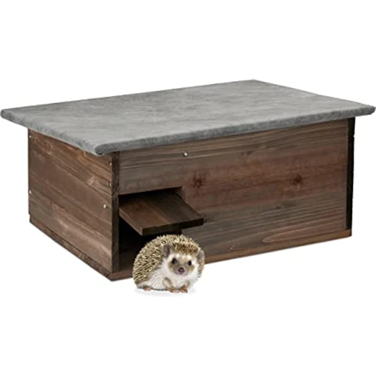 Relaxdays Igelhaus, Igelbau mit Boden, Rattenklappe & Labyrintheingang, Holz, Igelhütte, HxBxT: 20 x 45,5 x 33 cm, braun - Preisvergleich – Bild 1