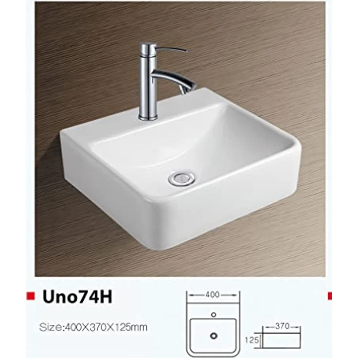 NEG Waschbecken Uno74H (eckig) Hänge-Waschschale/Waschtisch (weiß) mit schmalem Rand und Nano-Beschichtung – Bild 5