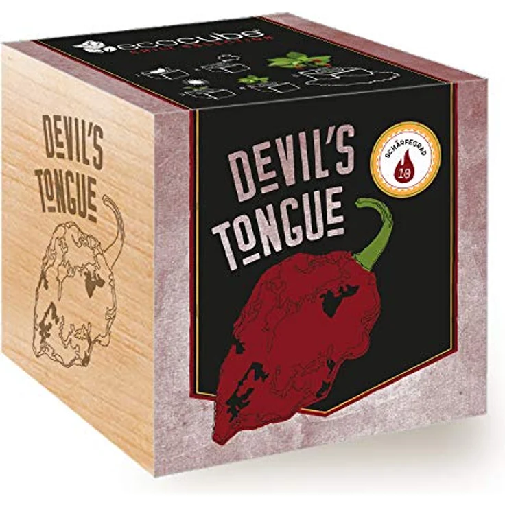 Feel Green Ecocube Devil's Tongue, Anzuchtset aus nachhaltigem Holzwürfel, Schärfegrad 10 (Scoville: 125.000-325.000), Eco Friendly, Made in Austria – Bild 1