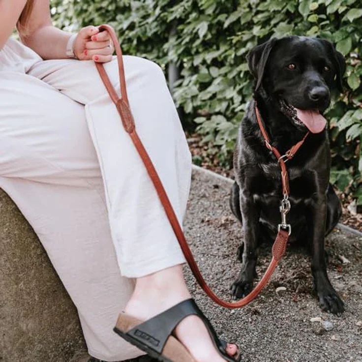 Hunter Tierbedarf Hundeleine Führleine Round & Soft Canadian Up cognac - Premiumleder aus ökologischer Herstellung, reißfeste Nyloneinlage, Made in Germany – Bild 5