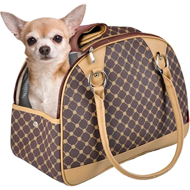 Flamingo Haustier Transportbox Braun Hundetasche Transporttasche Katzentasche - Latex mit Füllung: Polyesterfaser