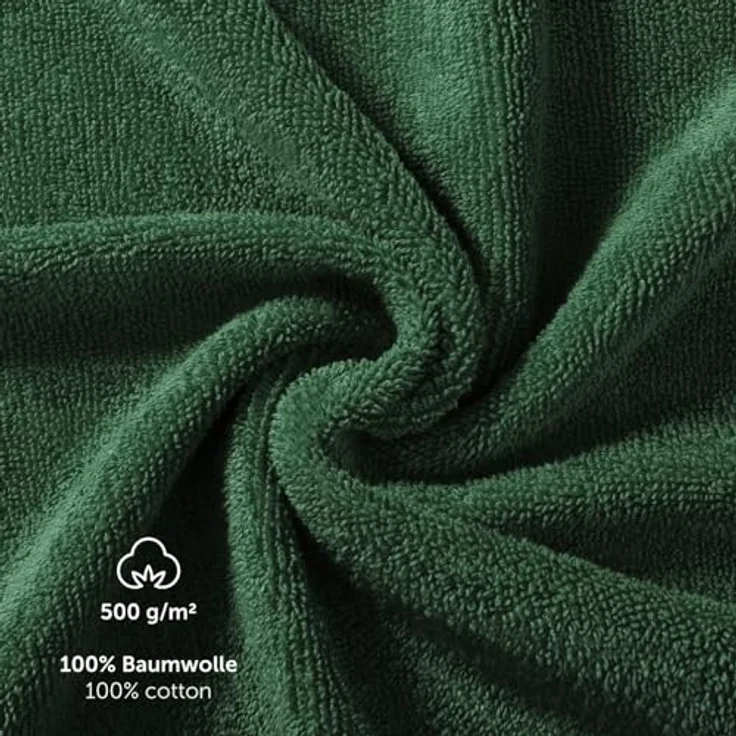 Blumtal Saunatuch, Dunkelgrün, 80x200 cm, 100% Baumwolle, schadstoffgeprüft, 2er Set – Bild 3