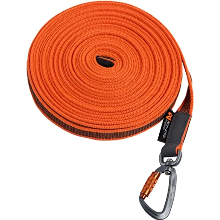 Non-stop dogwear Friction Long line, Schleppleine mit Gummieinsätzen, 10m Länge, 20mm Breite, Twistlock-Karabiner