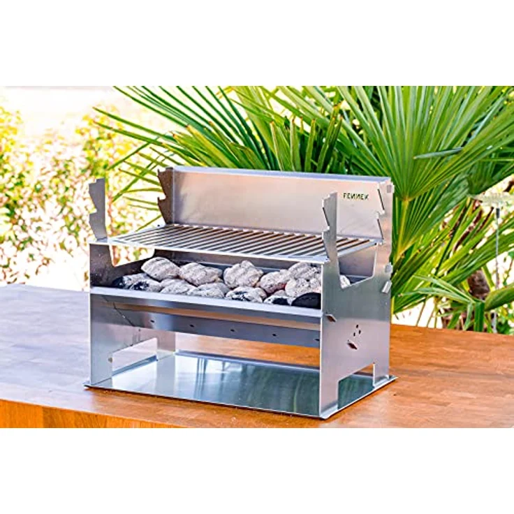 FENNEK 2.0 - Outdoor Holzkohlegrill - Edelstahl - zerlegbar - Holzkohlegrillfläche 37,6 x 24,3cm – Bild 6