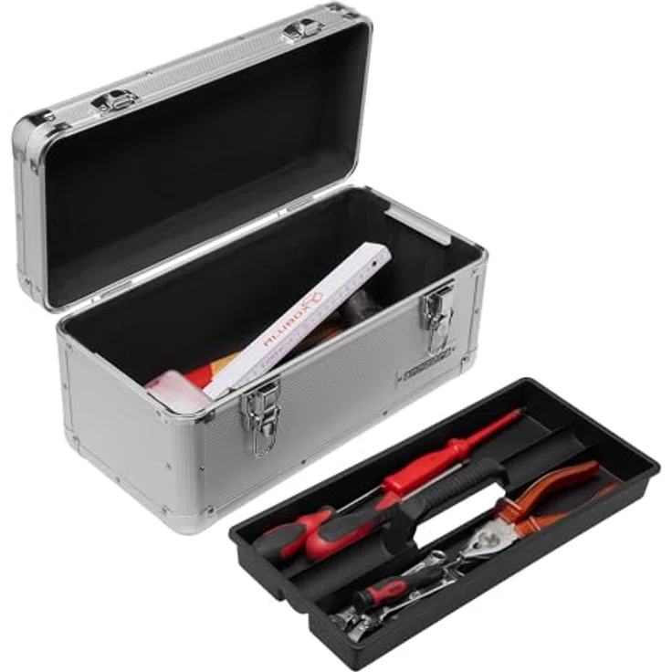 anndora Werkzeugkoffer Transportbox 13 L Werkzeugkasten Werkzeugbox - silber – Bild 6