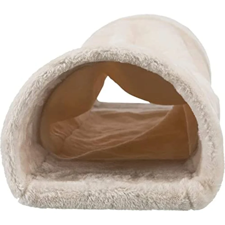 TRIXIE 63102 Kuscheltunnel mit 2 Ausgängen, Zwergkaninchen, 27 × 21 × 80 cm, beige – Bild 2