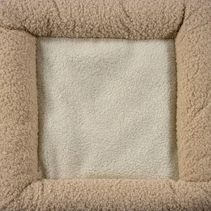 hjh LIVING Pawy Es Katzenbett + Hundebett, eckige Katzenhöhle mit Katzenkopfform, faltbares Design, Bouclé-Stoff, abnehmbares Teddy-Kissen – Bild 4