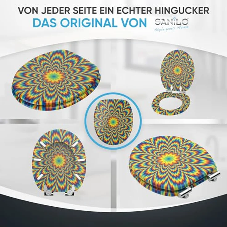 Sanilo WC Sitz Illusion, Hochwertiger Holz-Toilettendeckel mit Absenkautomatik und antibakterieller Oberfläche – Bild 6