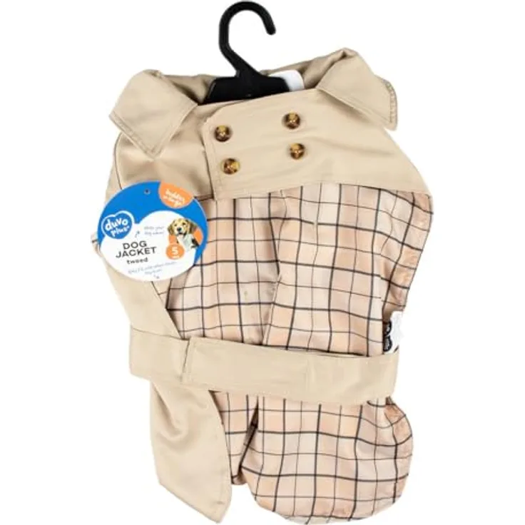 Duvo+ Hundemantel Trench Coat Beige, Größe XS - 30CM, wetterfestes Hundezubehör