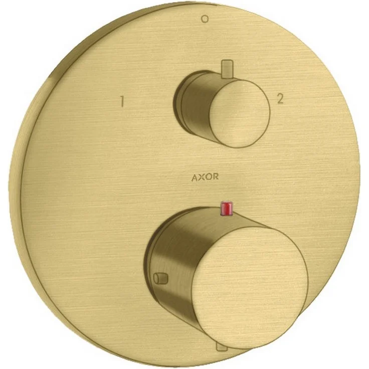 hansgrohe Axor Starck Thermostat Unterputzarmatur mit Ab- und Umsperrventil, Brushed Brass, 2 Verbraucher, Durchflussmenge 25 l/min und 29 l/min, Sicherheitssperre bei 40 °C