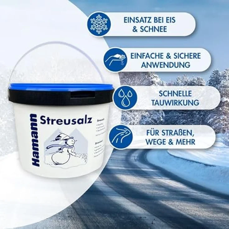 Hamann Mercatus Streusalz 10 Kg Eimer, Auftausalz, Straßensalz, Tausalz, Streumittel, Steinsalz, Streugut für rutschfreie Gehwege und Straßen – Bild 4