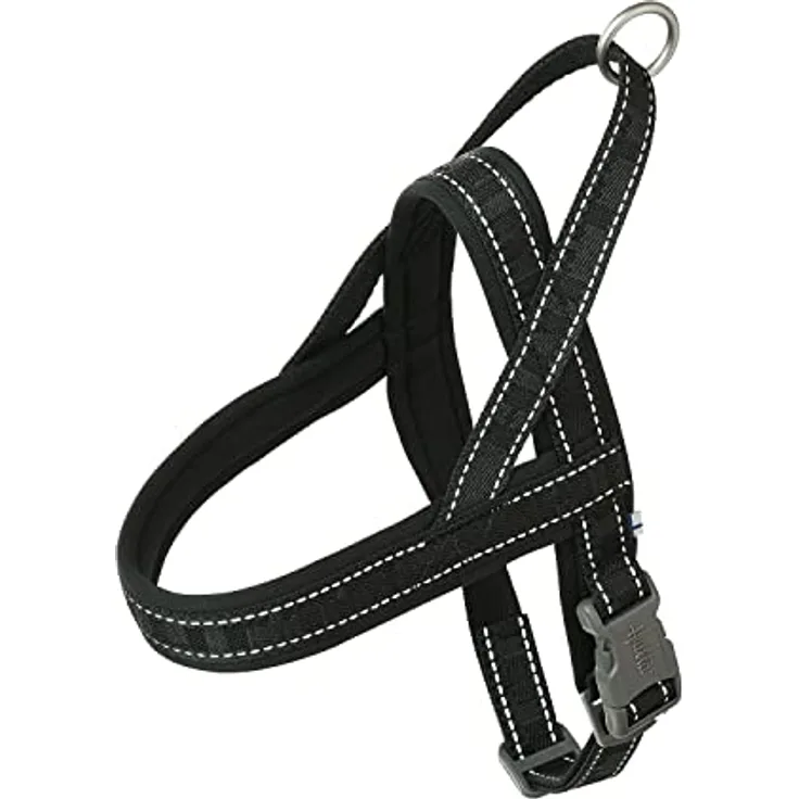 Hurtta Casual Hundegeschirr (Schwarz, 80-90cm) Strapazierfähiges Gurtzeug aus recycelten Materialien und Neopren