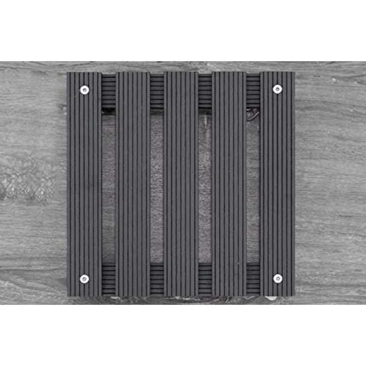 Metafranc WPC-Pflanzenroller 300 x 300 mm-60 kg Tragkraft-Anthrazit-PP-Räder-Feststeller-Witterungsbeständig-Outdooroller-Untersetzer mit Rollen-Transporthilfe für Pflanzen - 825110 – Bild 4