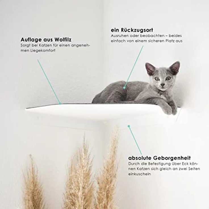 LucyBalu® CORNER Katzenliege & Kletterstufe mit Filzauflage für Wandecken | Wandliege für Katzen | Katzenstufe Wandecke | Katzen Wand Liegeplatz | Katzenmöbel für Kletterwand | Katzenregal | Anthrazit – Bild 2
