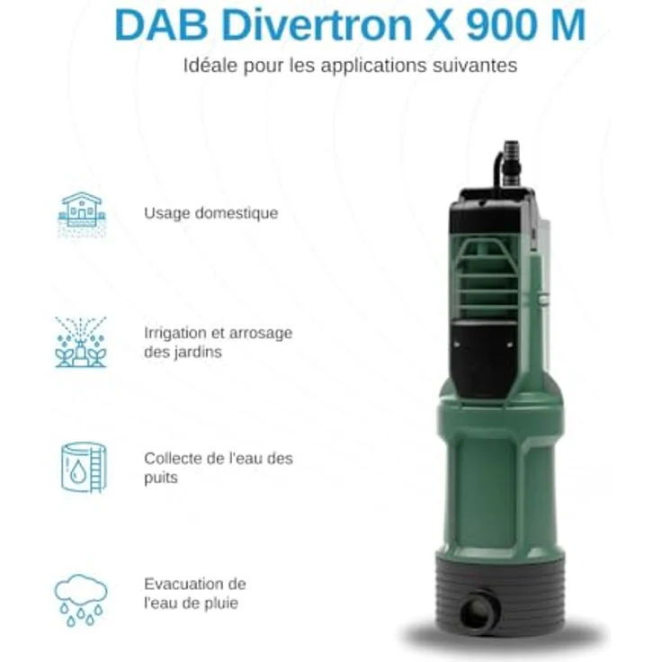 DAB DIVERTRON X 900 M HP 0,75 Tauchpumpe, integrierte Elektronik mit Druckschalter und Rückschlagventil für Gartenbewässerung – Bild 3