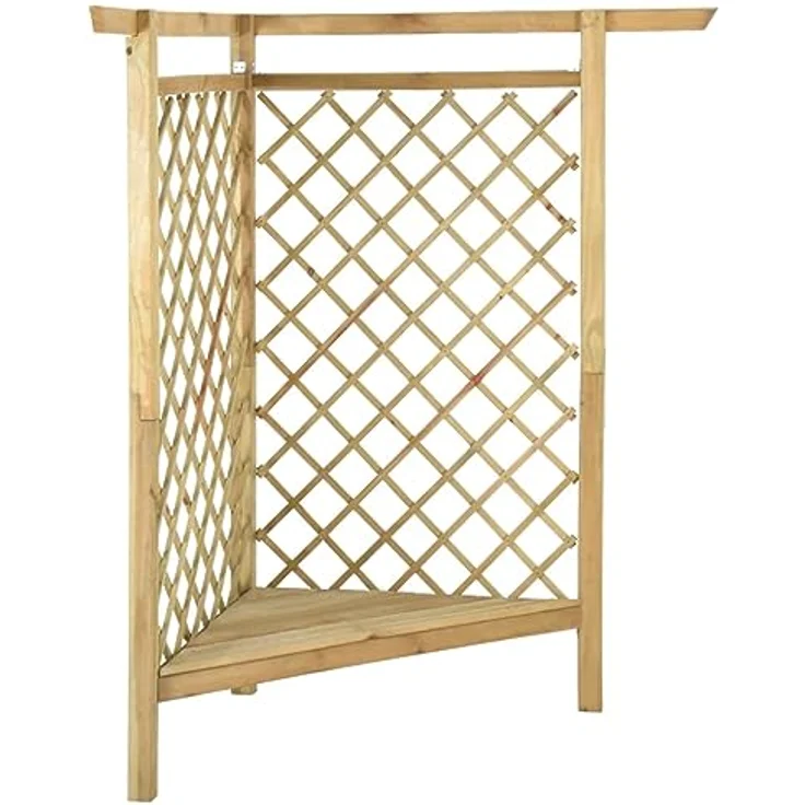 vidaXL Eckpergola mit Bank, 166x81x174 cm, grün imprägniertes Kiefernholz, stabile Rankhilfe für Kletterpflanzen – Bild 1