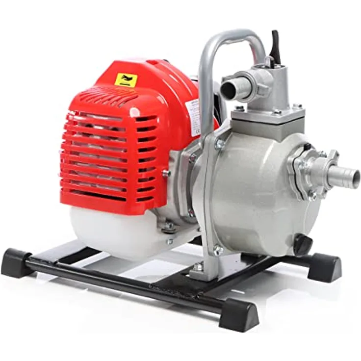 XPOtool Benzin Wasserpumpe 1,4 kW, 8.000 l/h Förderleistung, 30 m Förderhöhe, 25,4 mm Anschluss (1"), 2-Takt-Motor, geeignet für Garten und mobile Anwendungen