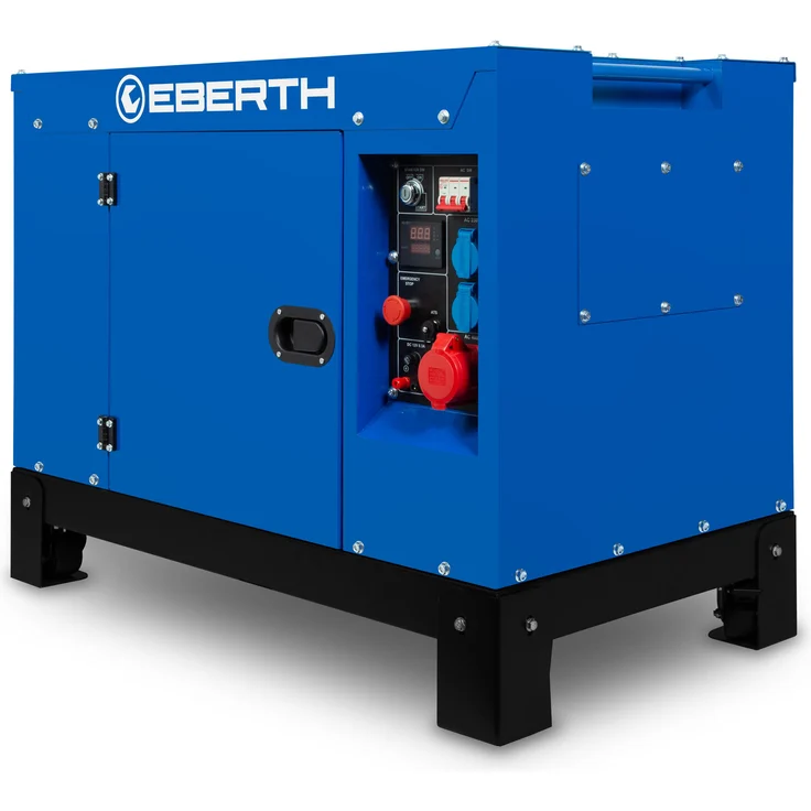 EBERTH 10000 Watt Notstromaggregat Diesel, 3-Phasen Stromgenerator mit 1x 400V, 2X 230V, 1x 12V, leistungsstarker 18,4 PS Dieselmotor