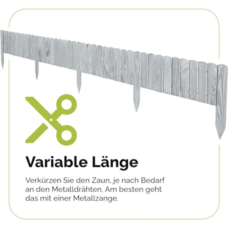 Garronda Beeteinfassung Rollborder aus Holz, flexibel 200 x 40 cm, Gartenzaun zum Stecken, grau – Bild 4