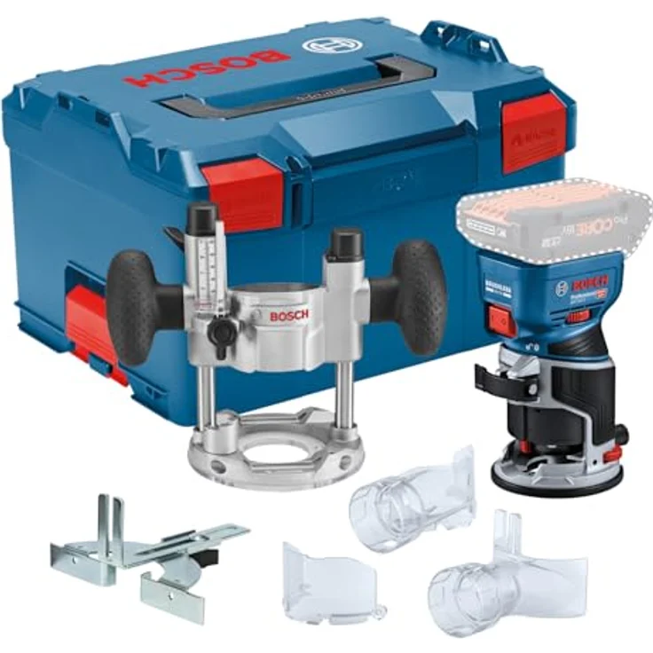 Bosch Kantenfräse GKF 18V-8, 18V mit L-Boxx 238 und Zubehör Führungsschienensystem, optimale Werkzeugkontrolle und Staubabsaugung – Bild 1