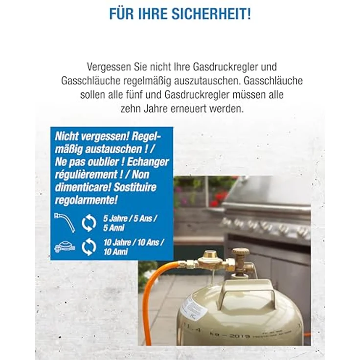 CFH Propan Druckregler DR 112, Gasdruckregler 2,5 bar mit Schlauchbruchsicherung, Eingang G.5 und Ausgang H.6 3/8", Durchfluss 6 kg/h, DVGW zertifiziert – Bild 5