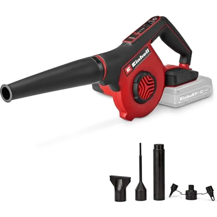 Einhell Expert Akku-Bläser TE-CB 18/270 Li Solo, 270 km/h Luftgeschwindigkeit, 5 Geschwindigkeitsstufen, inkl. Düsen und Verlängerungsrohr
