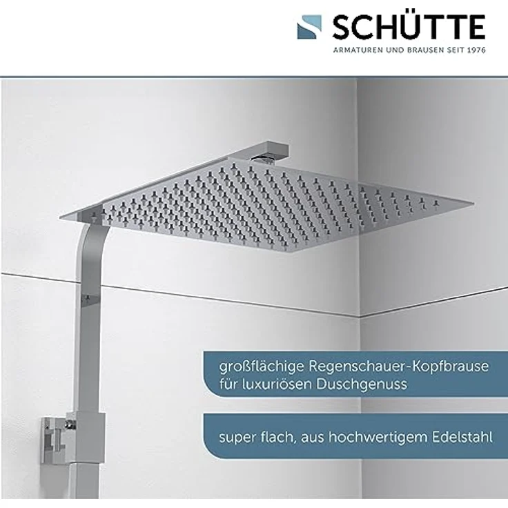 SCHÜTTE 60049 SUMBA Duschsystem Regendusche mit Thermostat und Wandhalterung, 30x30cm Edelstahl Duschkopf, Duschset inkl. Duscharmatur, Duschstange Brause, Chrom – Bild 5