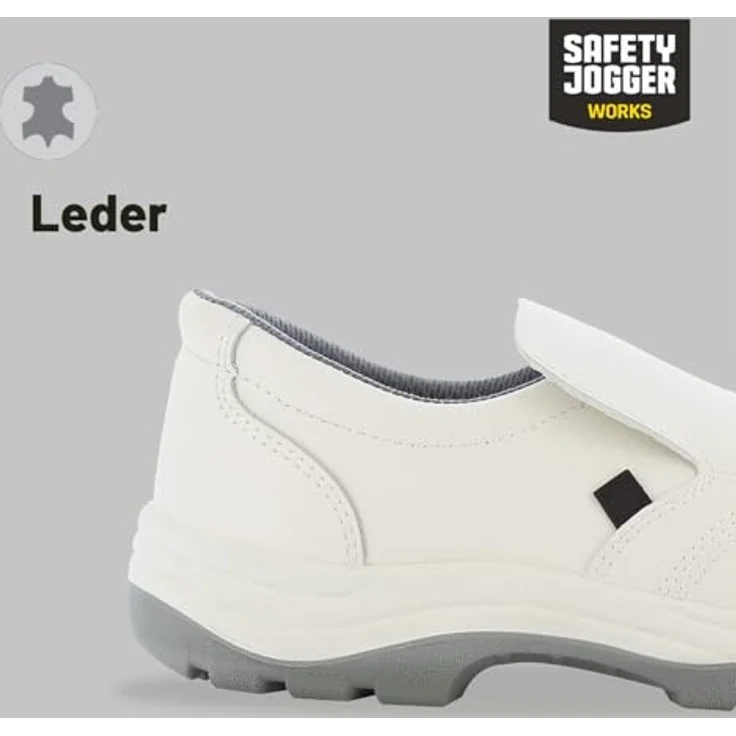 Safety Jogger X0500 Sicherheitsschuhe, Kochschuhe aus Leder, wasserabweisend, S2, zum Reinschlüpfen, Weiß, Gr. 41 – Bild 7