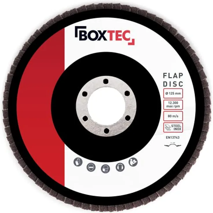 BOXTEC Fächerscheiben BRAUN 125mm Lamellenscheiben Schleifscheiben für Metall & Holz, Körnung:P40-20er Pack