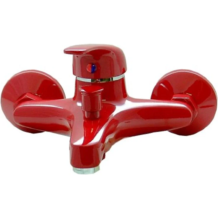Kirchhoff Bad Armaturen Spar-Set, Einhebel Waschtischarmatur und Badewannenarmatur, rot – Bild 2