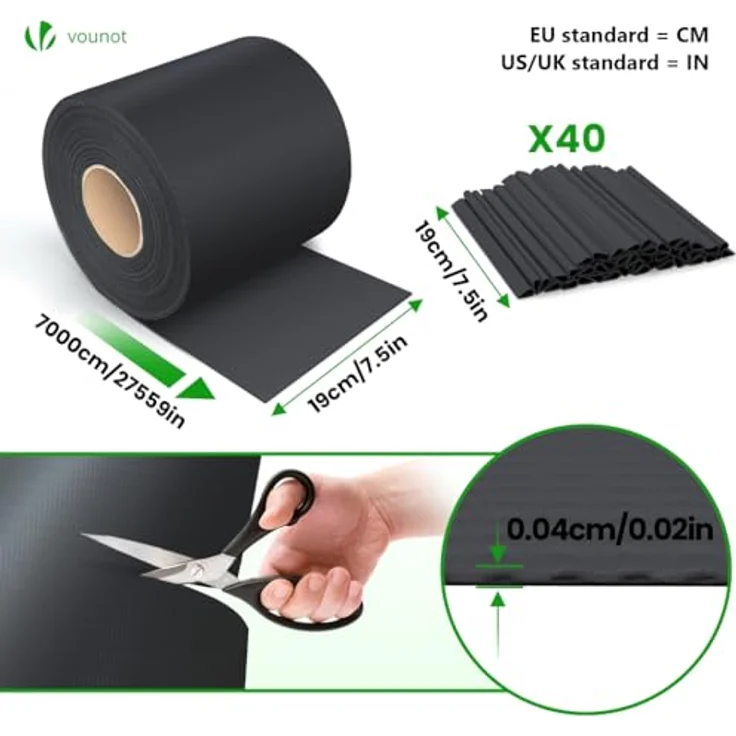 VOUNOT® PVC Sichtschutzstreifen für Doppelstabmatten 70m x 19cm, 40 Befestigungsclips, Sichtschutz Zaunfolie für Stabmattenzaun, Gartenzaun, Zaun, Schwarz – Bild 5