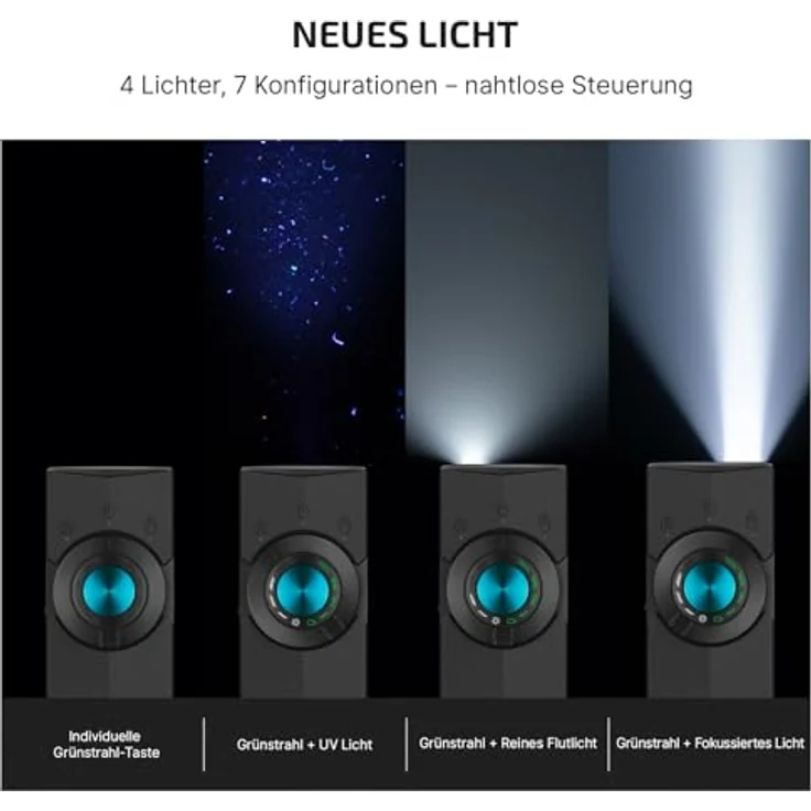 OLIGHT ArkPro, LED Taschenlampe aufladbar mit 1500 Lumen, 205m Leuchtweite, Grünlicht und UV-Funktion, IPX7 wasserdicht, Schwarz – Bild 4