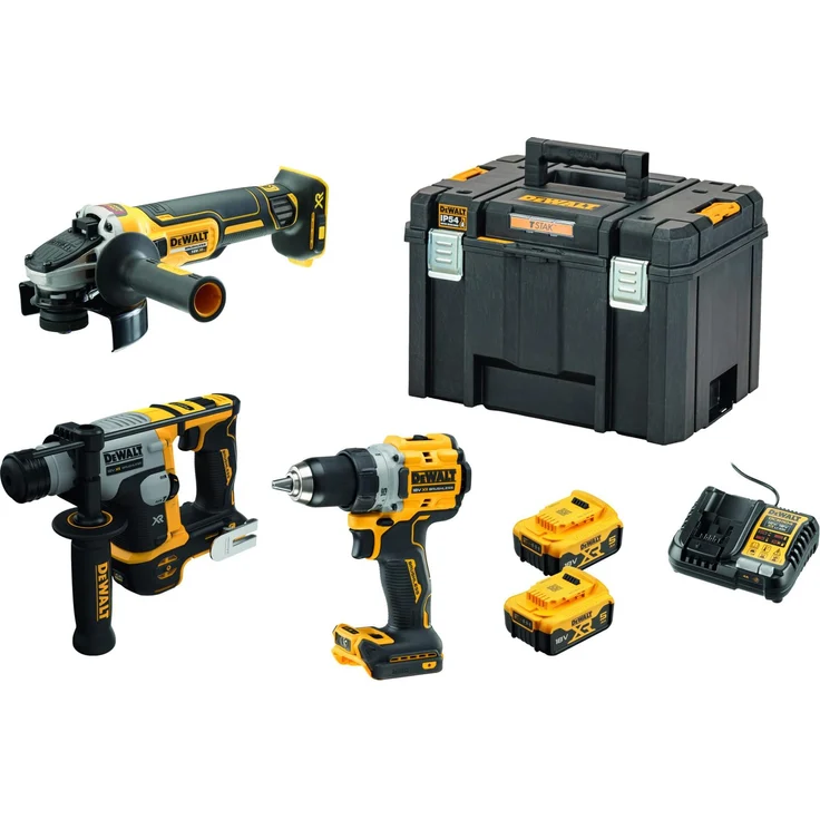 DeWalt - Kit de 3-Werkzeug XR 18 V 5 Ah bürstenloser Schrauber DCD800 + SDS Plus Bohrer DCH172 + Winkelschleifer DCG405-DCK355P2T-QW, Akku-Technologie, überzeugende Leistungsfähigkeit – Bild 1