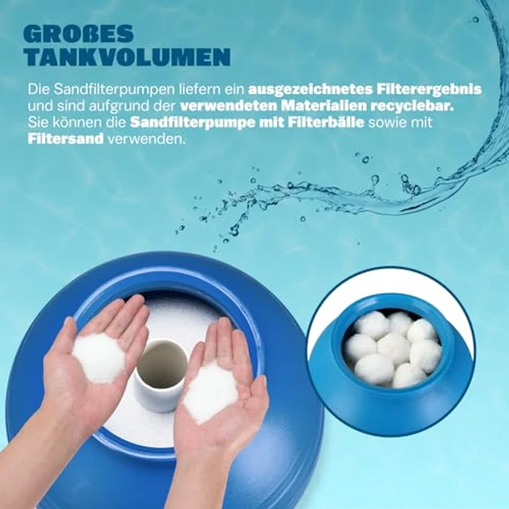 Monzana Sandfilteranlage mit Vorfilter XXL Tank 10.200 l-h Filteranlage Pool Sandfilter – Bild 5