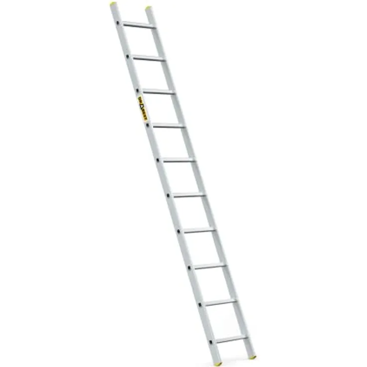 DRABEST Leiter PRO Serie Aluminium Anlegeleiter 10 Sprossen Stufenanlegeleiter bis 150 kg belastbar leichte Leiter mit kostenloser Haken