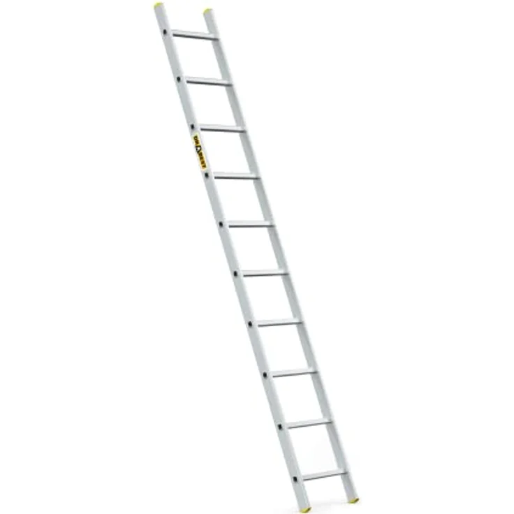 DRABEST Leiter PRO Serie Aluminium Anlegeleiter 10 Sprossen Stufenanlegeleiter bis 150 kg belastbar leichte Leiter mit kostenloser Haken – Bild 1