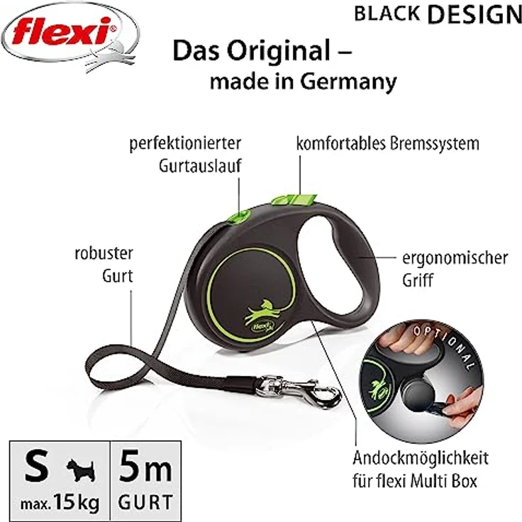 flexi Rollleine Design - Schwarz/Grün - S, Multi, 4000498033920 – Bild 2